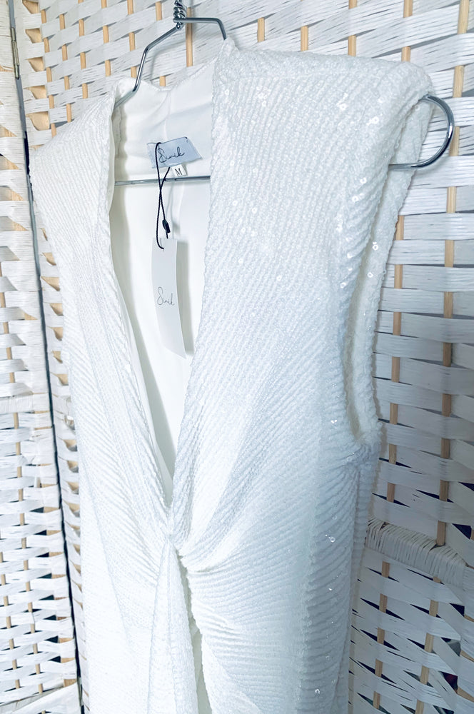 שמלת פלור | פייטים לבן